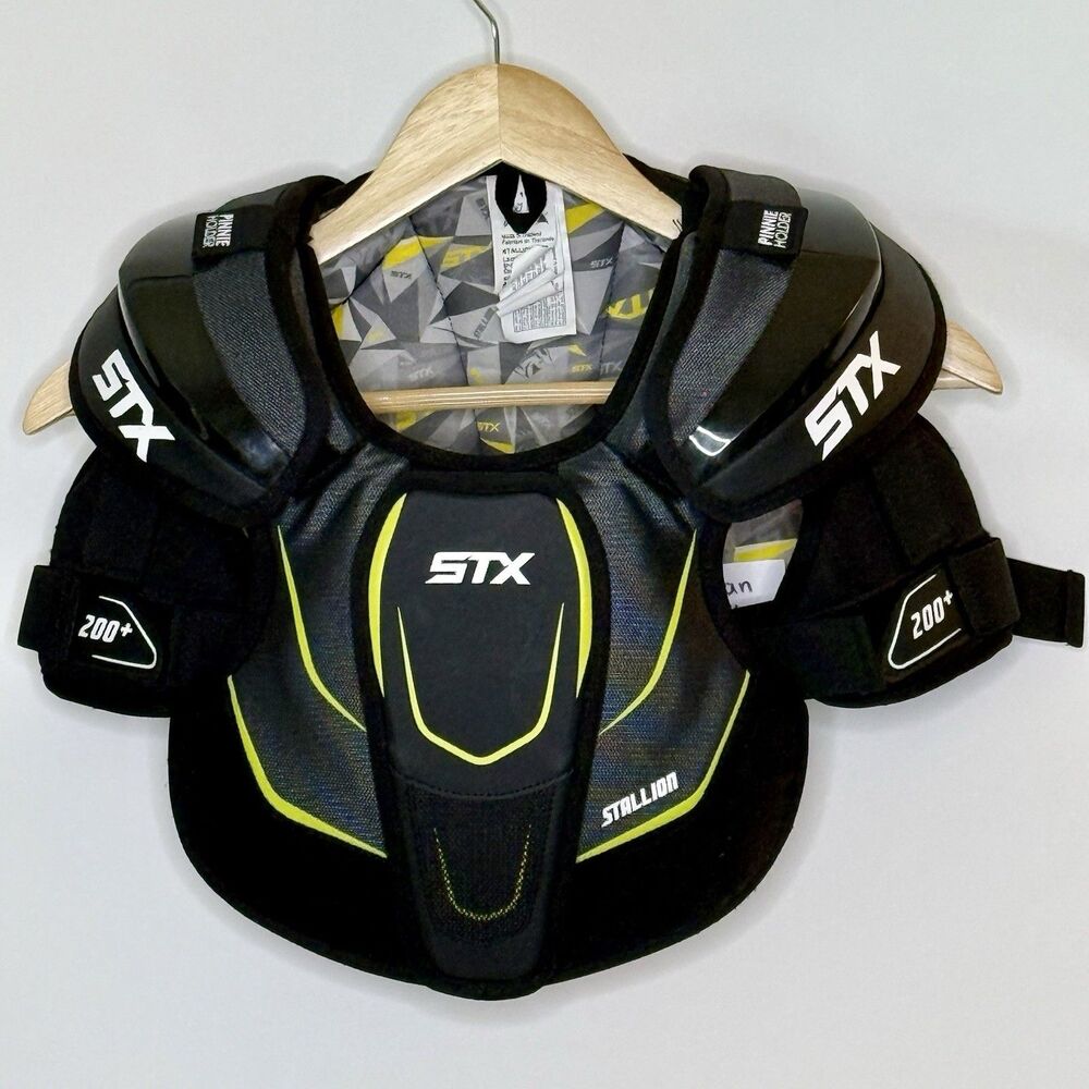 STX Stallion Lacross Shoulder Pads Chest Protector 200+ NOCSAE Youth Medium-READ